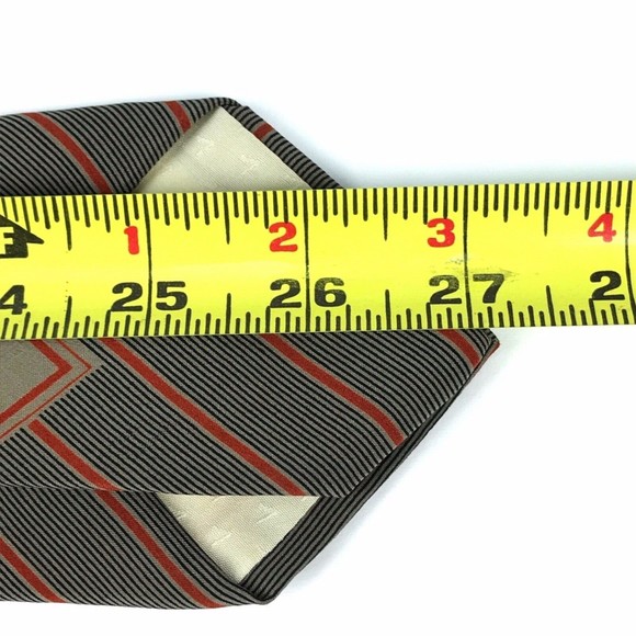 Vitaliano Pancaldi Tie Men's Red Black Beige Striped Elegant Classic "W" Necktie - Picture 9 of 10